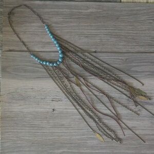 Claire's Bead, Leather, and Chain Fringe Necklace